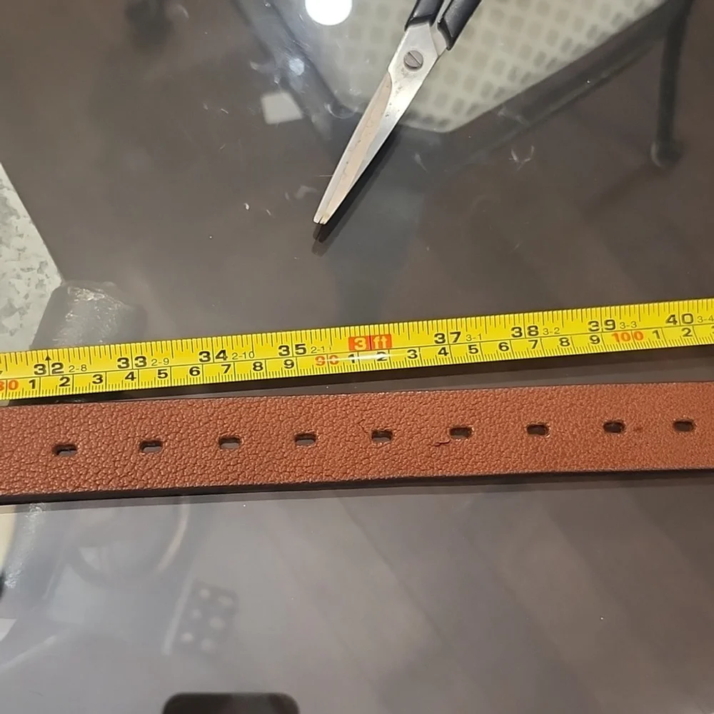 Brown men's Needle Point Leather Belt with Gold Buckle 33 - 39 new Large